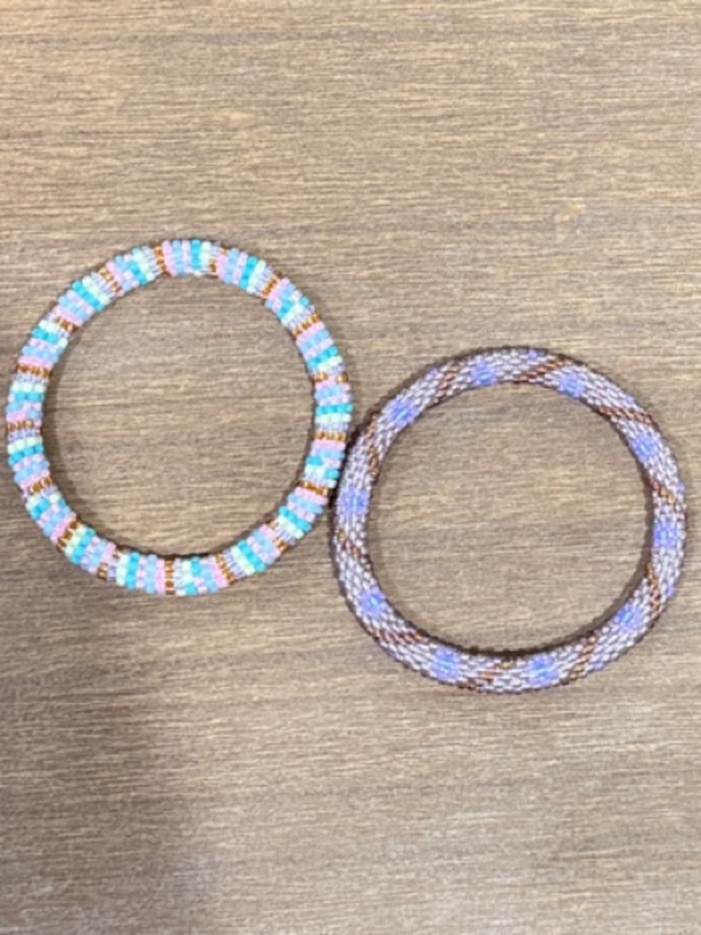 Sashka Co. Beaded Stretch Bracelets - Aqua & Lavender (set of 2)